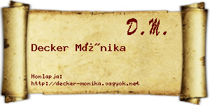 Decker Mónika névjegykártya